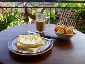 Over-easy egg on toast